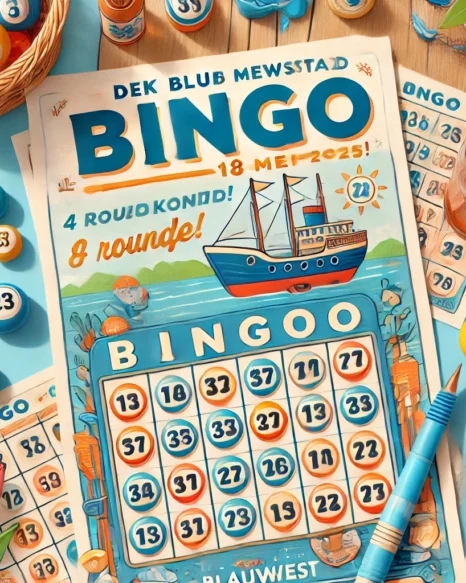 Bingo zondagochtend op 18 mei 2025 Inloop 10.00 uur DEK Blauwestad Oldambtmeer Strand Zuid Groningen Nederland