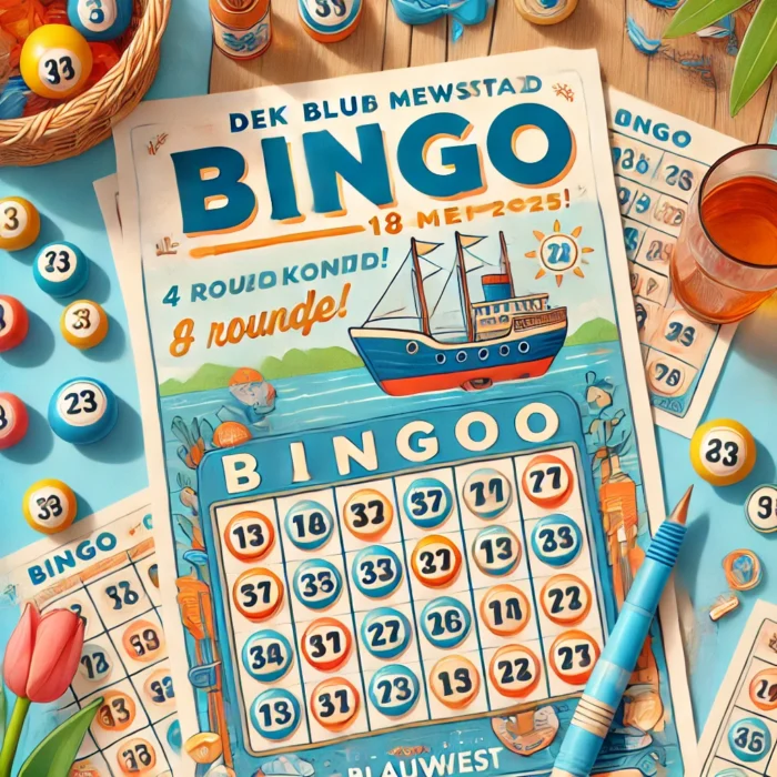 Bingo zondagochtend op 18 mei 2025 Inloop 10.00 uur DEK Blauwestad Oldambtmeer Strand Zuid Groningen Nederland